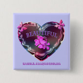 Flourescent Heart Square Button (Voorkant)