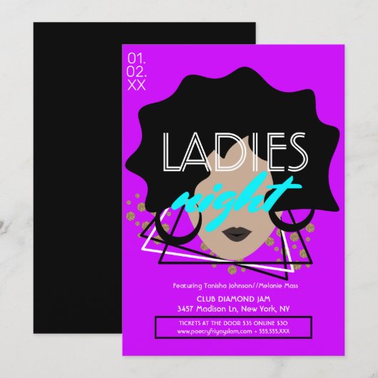 Flourescent Night Club-promotiemateriaal Kaart (Voorkant / Achterkant)