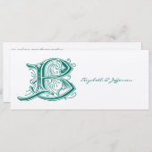 Flourish Aqua Letter B Monogram Kaart (Voorkant / Achterkant)