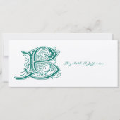 Flourish Aqua Letter B Monogram Kaart (Voorkant)