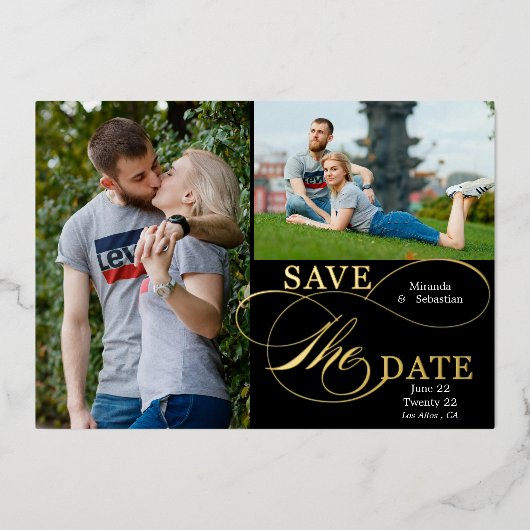 Flourish Calligraphy Typography 2 Photo Folie Uitnodiging (Voorkant)