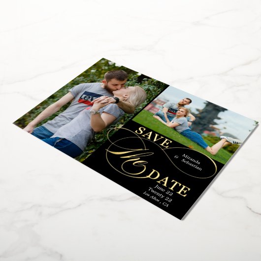 Flourish Calligraphy Typography 2 Photo Folie Uitnodiging (Gedraaid)