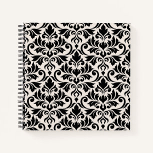 Flourish Damask 2Way Big Ptn Zwart + Crème Notitieboek