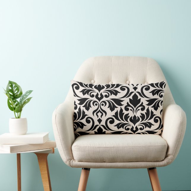 Flourish Damask Art I 2Way Black + Cream Kussen (Stoel)