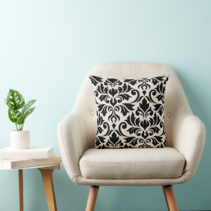 Flourish Damask Art I 2Way Zwart + Crème Kussen