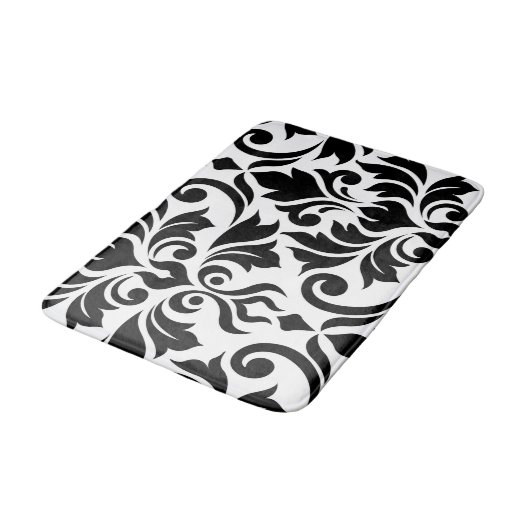 Flourish Damask Art I Black op White Badmat (Gekanteld)