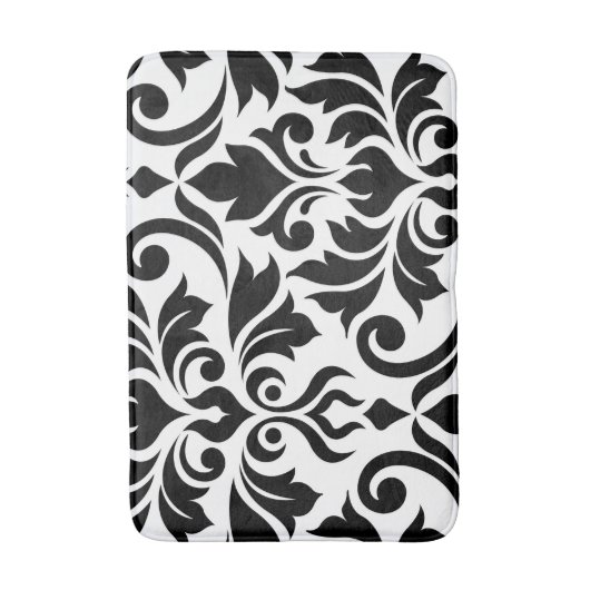 Flourish Damask Art I Black op White Badmat (Voorkant Verticaal)
