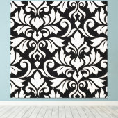 Flourish Damask Art I Cream on Black Canvas Afdruk (Insitu (Houten vloer))