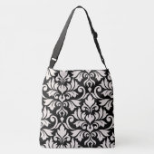 Flourish Damask Art I Cream op zwart Crossbody Tas (Achterkant)