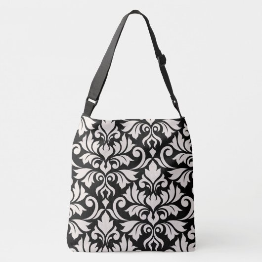 Flourish Damask Art I Cream op zwart Crossbody Tas (Achterkant)