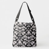 Flourish Damask Art I Cream op zwart Crossbody Tas (Voorkant)