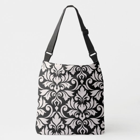 Flourish Damask Art I Cream op zwart Crossbody Tas (Voorkant)