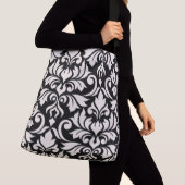 Flourish Damask Art I Cream op zwart Crossbody Tas (Dichtbij)