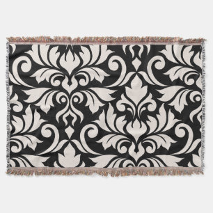 Flourish Damask Art I Cream op zwart Deken