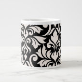 Flourish Damask Art I Cream op zwart Grote Koffiekop (Voorkant)