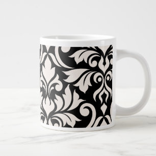 Flourish Damask Art I Cream op zwart Grote Koffiekop