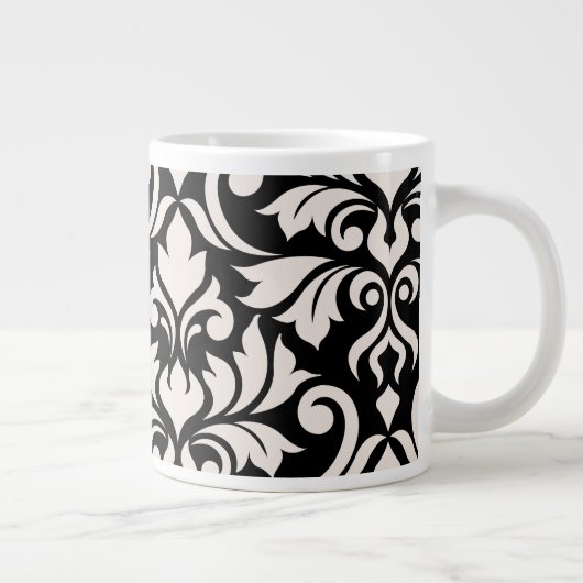 Flourish Damask Art I Cream op zwart Grote Koffiekop (Rechts)