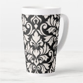 Flourish Damask Art I Cream op zwart Latte Mok (Rechterhoek)