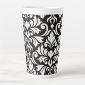 Flourish Damask Art I Cream op zwart Latte Mok (Voorkant)