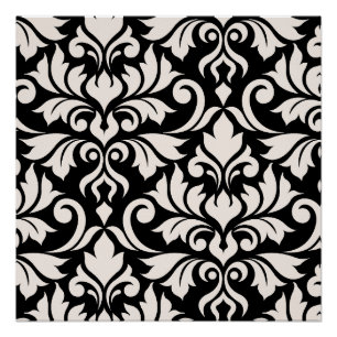 Flourish Damask Art I Cream op zwart Perfect Poster