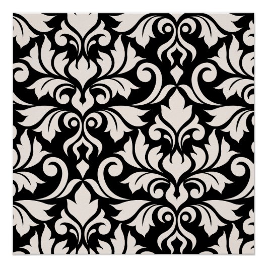 Flourish Damask Art I Cream op zwart Perfect Poster (Voorkant)