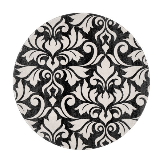 Flourish Damask Art I Cream op zwart Snijplank (Voorkant)