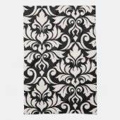 Flourish Damask Art I Cream op zwart Theedoek (Verticaal)