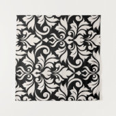 Flourish Damask Art I Cream op zwart Wandkleed (Voorkant (horizontaal))