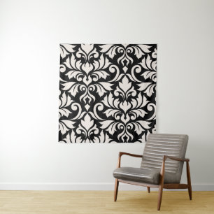 Flourish Damask Art I Cream op zwart Wandkleed