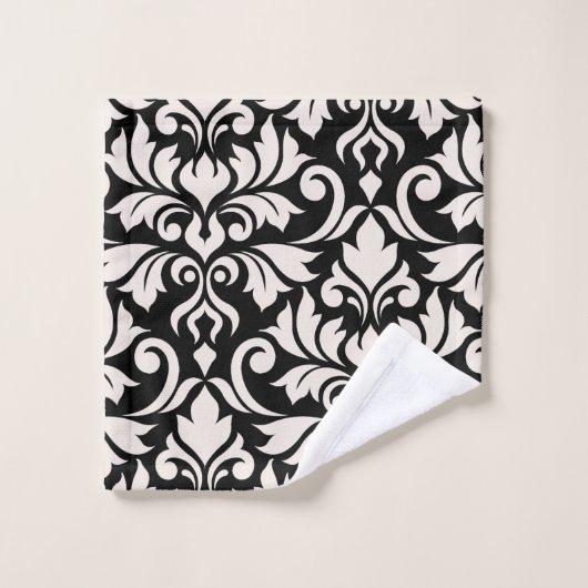 Flourish Damask Art I Cream op zwart Washandje (Wasdoekje)
