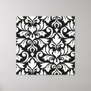 Flourish Damask Art I Crème op Zwart Canvas Afdruk