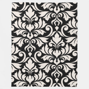 Flourish Damask Art I Crème op Zwart Fleece Deken
