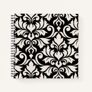 Flourish Damask Art I Crème op Zwart Notitieboek