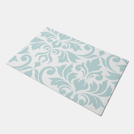 Flourish Damask Art I Duck Egg Blue op White Deurmat (Schuin)