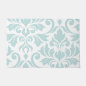 Flourish Damask Art I Duck Egg Blue op White Deurmat (Voorkant)