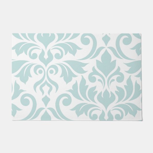 Flourish Damask Art I Duck Egg Blue op White Deurmat (Voorkant)