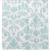 Flourish Damask Art I Duck Egg Blue op White Douchegordijn (Voorkant)