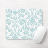 Flourish Damask Art I Duck Egg Blue op White Muismat (Met muis)