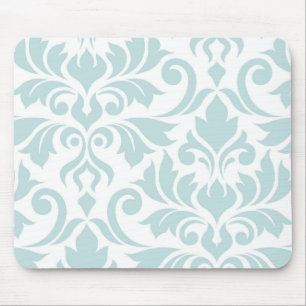 Flourish Damask Art I Duck Egg Blue op White Muismat