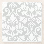 Flourish Damask Art I White op Black Glazen Onderzetter (Achterkant)