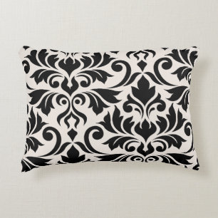 Flourish Damask Art I Zwart op Crème Accent Kussen