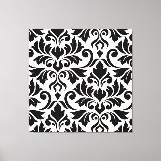 Flourish Damask Art I Zwart op Crème Canvas Afdruk (Voorkant)