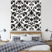 Flourish Damask Art I Zwart op Crème Canvas Afdruk (Insitu (Slaapkamer))