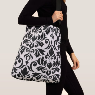 Flourish Damask Art I Zwart op Crème Crossbody Tas