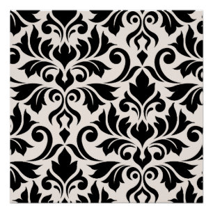 Flourish Damask Art I Zwart op Crème Perfect Poster