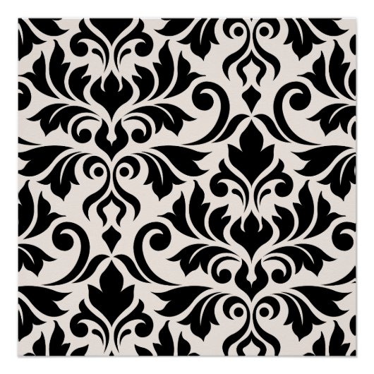 Flourish Damask Art I Zwart op Crème Perfect Poster (Voorkant)