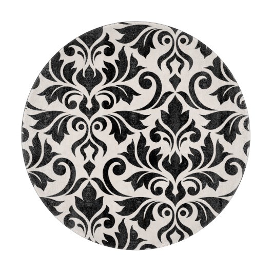 Flourish Damask Art I Zwart op Crème Snijplank (Voorkant)