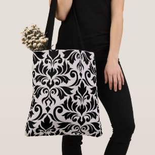 Flourish Damask Art I Zwart op Crème Tote Bag