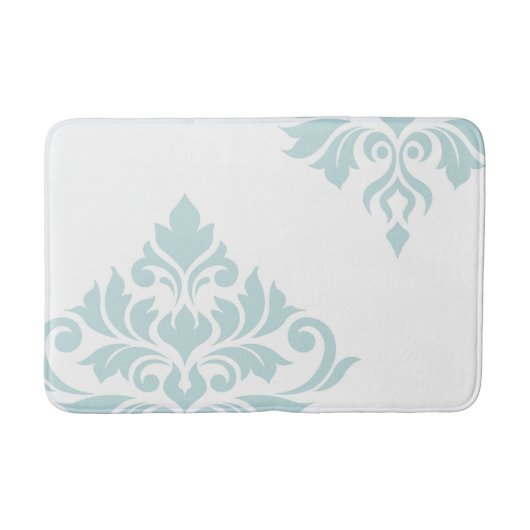 Flourish Damask Art II Eend Ei Blauw op Wit Badmat (Voorkant)