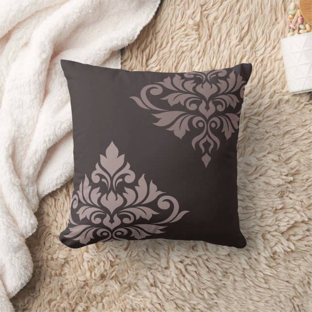 Flourish Damask Art II Taupe Kussen (Deken)